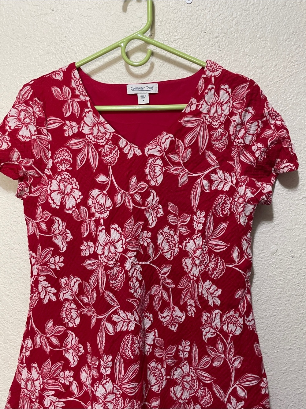 Coldwater Creek Women's Red And White Floral Ruffled Dress. Good Condition. - Picture 3 of 9
